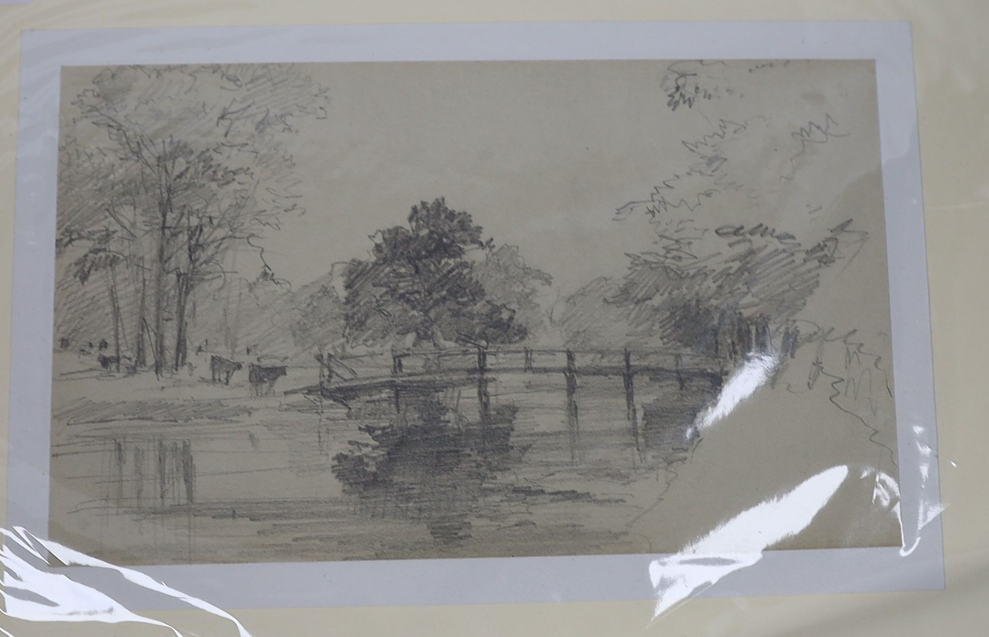 Twenty-three 19th century and later pencil, ink and watercolour sketches, Landscapes and architectural designs, including examples by Edward Goodall, unframed, largest 15.5cm x 20.5cm